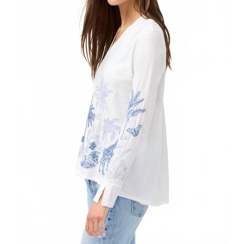 NEW JOHNNY WAS riley slit sleeve tee in white - Picture 3 of 6